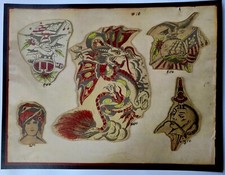 antique charlie charles wagner bowery nyc tattoo dragon gypsy flash 11x14 print