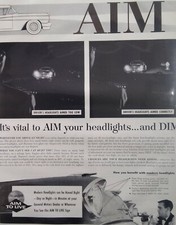 AIM Headlights Print Ad Original Vintage 1950s GM Cadillac 