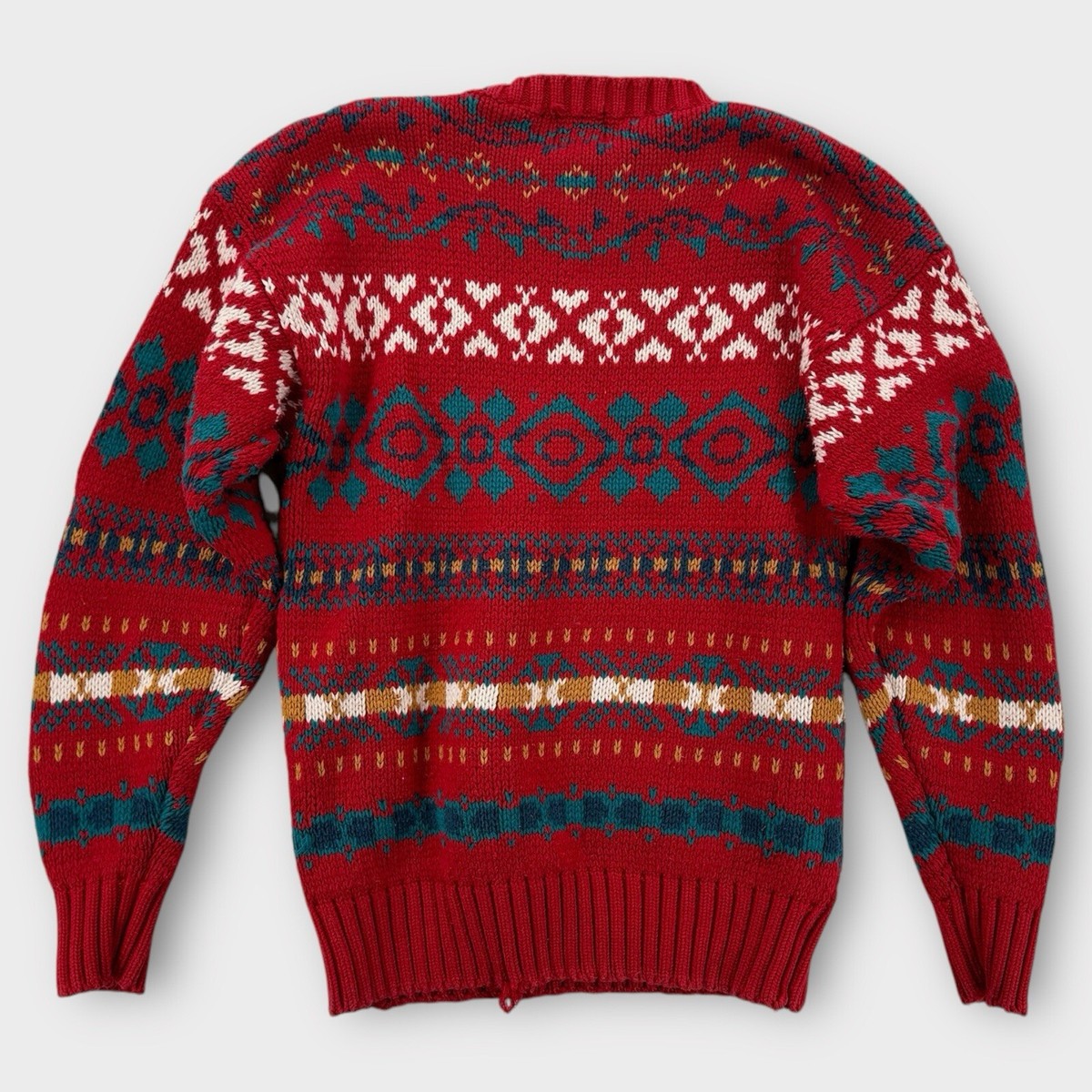 Gap Grandpa Sweater Medium Knit Y2K Red Jacket Ribbed Crew