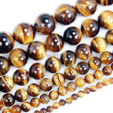 Natural Yellow Tiger's Eye Gemstones Loose Beads 15" 4mm 6mm 8mm 10mm 12mm 14mm
