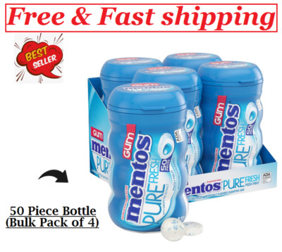 (Pk of 4)Mentos Pure Fresh Sugar-Free Chewing Gum with Xylitol,Fresh Mint(50 Pc)