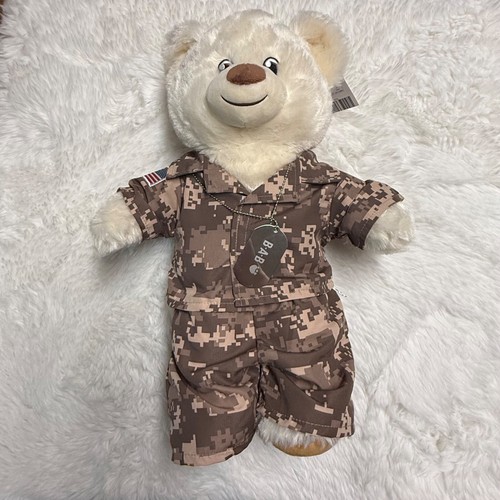 NUEVO NUEVO CON ETIQUETAS Build a Bear Peluche 16" Lil Pudding Cub Oso de Peluche Militar Camuflaje Etiquetas para Perros - Imagen 4 de 15