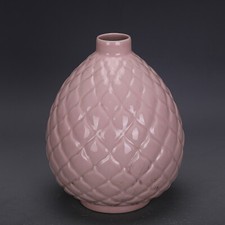 8.8" Good Chinese Jingdezhen Pink Glaze Porcelain Old Coal Kiln Pineapple Vases