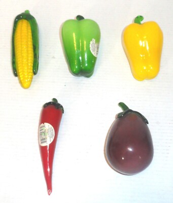 Lot of 5 Murano Style Glass Vegetables Two With Some Damage PLEASE READ