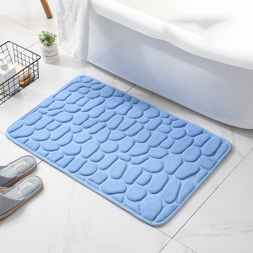 Bathroom Mat Non-slip Pebble Carpets Absorbent Lavatory Memory Foam Washable Rug - Picture 3 of 20