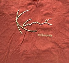 Camiseta Jeans Karl Kani Años 90 De Colección Placa de Metal Dorado Bordado Logo Hip Hop Grande