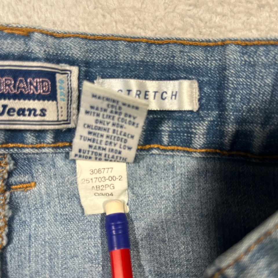 Винтажный Y2K старый темно-синий джинсы Capri эластичной джинсовой ткани девочки размер 14 2002 широкие ноги - Изображение 4 из 4