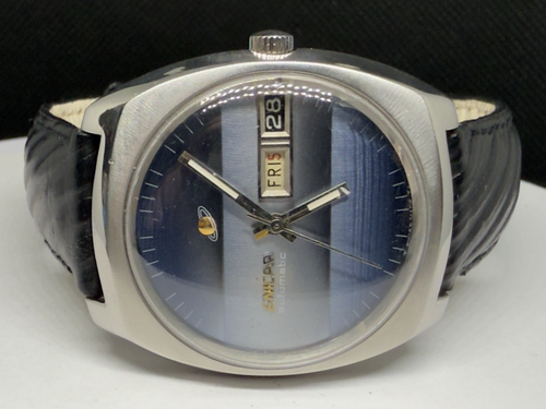 ENICAR Sherpa 24J Swiss AR167 Auto 147-01-14 Blue Dial DD 36mm Men's Watch Works