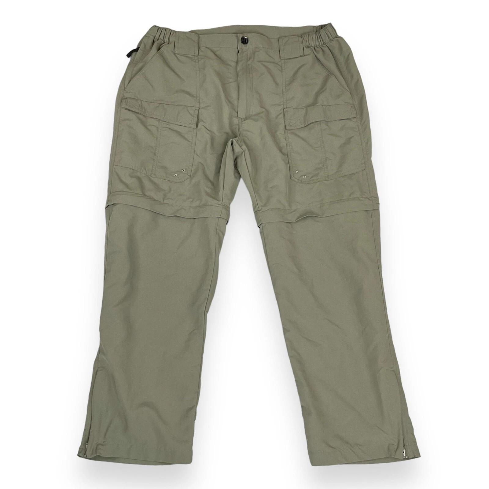 Worldwide Sportsman Pants Mens XL 36x28 Green Convertible Zip Nylon Cargo EUC