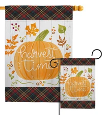 Harvest Time Garden Flag Fall & Autumn Small Decorative Gift Yard House Banner
