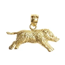  14k Yellow Gold Wild Boar Pendant