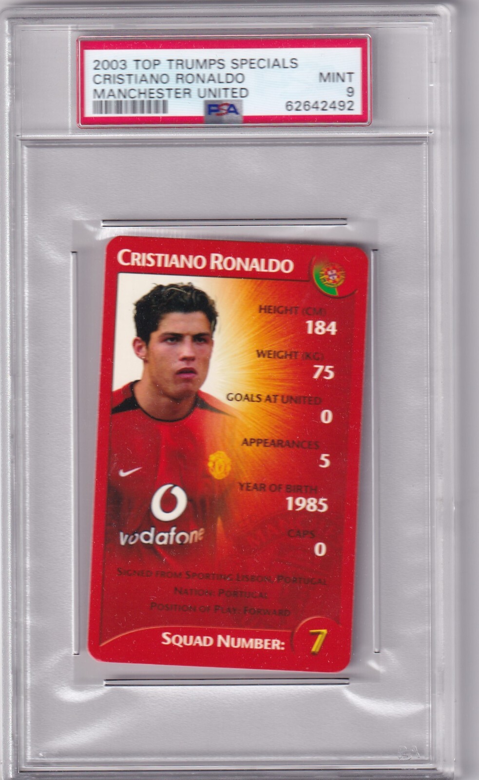 2003 Top Trumps Specials Manchester United Cristiano Ronaldo Rookie PSA 9