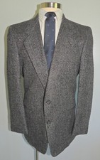 JONES NEW YORK BLACK/GRAY TWEED WOOL/SILK BLEND 2 BUTTON BLAZER SIZE 42L