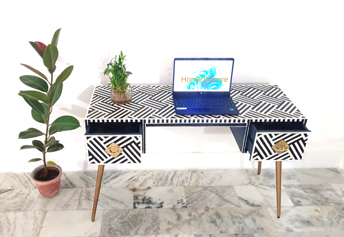 handmade bone inlay work desk, bone inlay desk, bone inlay furniture desk, - Picture 7 of 7