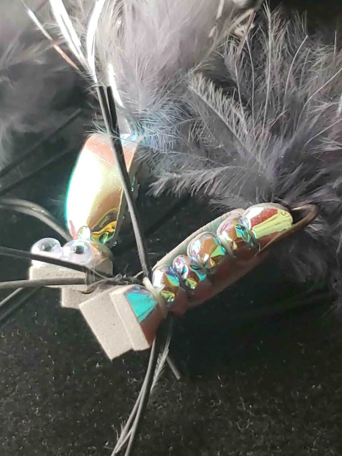 BASS FLIES SIZE 6 FROGS GRAY FRONTIER ELECTRIC FLY FISHING POPPERS - Image 3