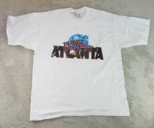 Vintage Y2K Planet Hollywood Atlanta Graphic T-Shirt Mens L White 2000s