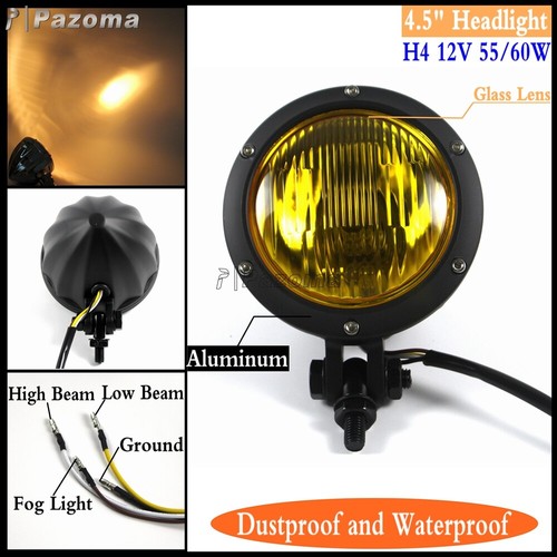 4.5'' 12V H4 Bates Style Headlight Headlamp For Harley Cafe Racer Chopper Bobber - Picture 12 of 12