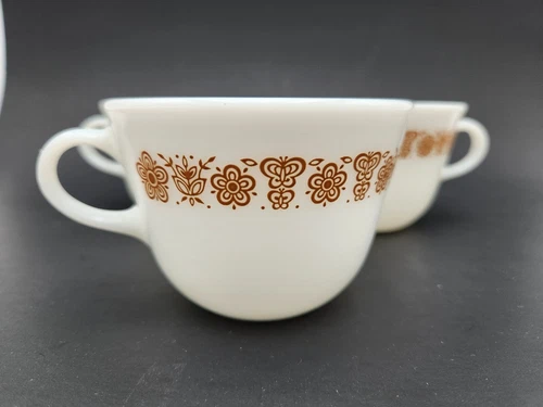 Set Of 3 Vintage Pyrex Corning Ware Corelle Butterfly Gold Tea/Coffee Cups