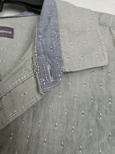 IKE Ime Behar Mens Shirt Large Green Designer Fashion Short Sleeve Button Down - Picture 4 of 9