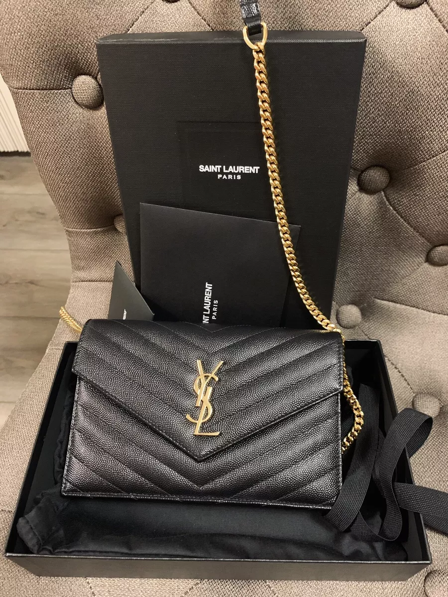 Shop Saint Laurent Small Monogram Matelass Leather Wallet-On-Chain