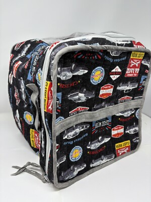 Artisan Made Quilted Cube Zipper Storage Bag Automotive Theme NEW