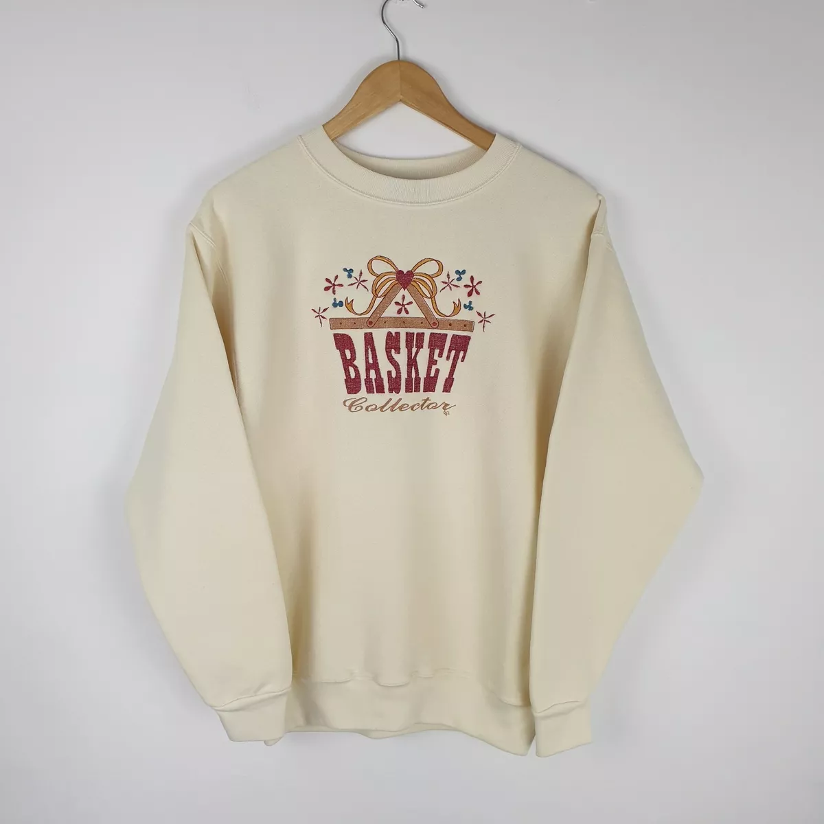 Men s Bee Wear Cream Sweatshirt Jumper Vintage Basket Collector