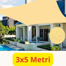 Vela Ombreggiante Impermeabile UV 98% - Poliestere 300D beige 3x5 metri