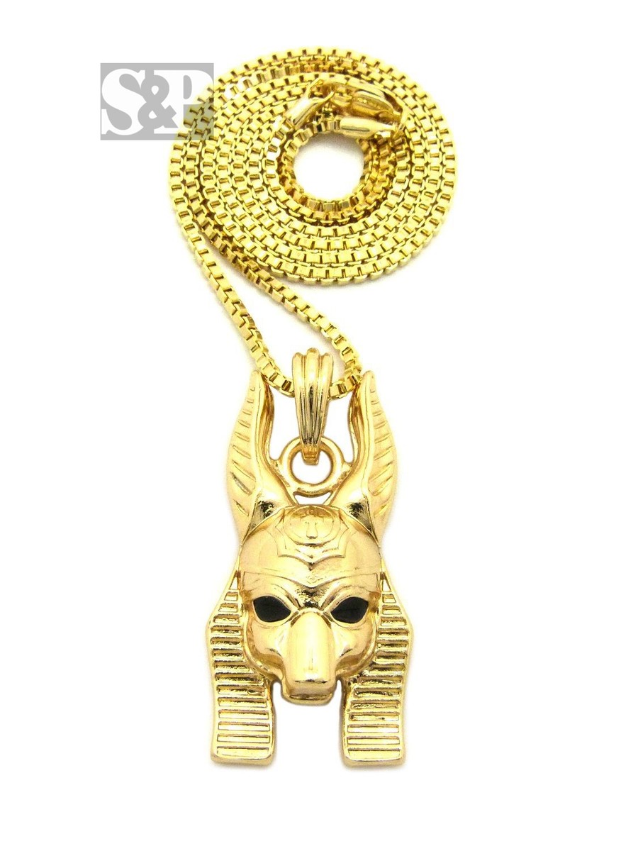 Collier Pendentif Anubis - Dieu égyptien à Tête De Chacal, Argent Foncé, Cordon Ajustable 46cm