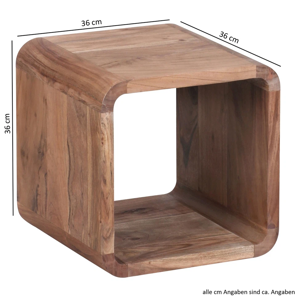 FineBuy 2er Set Satztisch Massivholz Wohnzimmertisch Landhaus Cube Beistelltisch - Bild 4 von 4