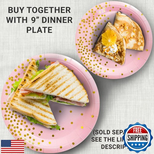 CUSINIUM 25-Pack 7" Pink and Gold Paper Plates - Suitable for Various Events - Picture 5 of 5