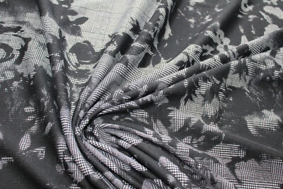 PRETTY WOMAN 1Lfm Jersey 3,50€/m² Doublejersey, Karo und Blumen schwarz, natur KB10