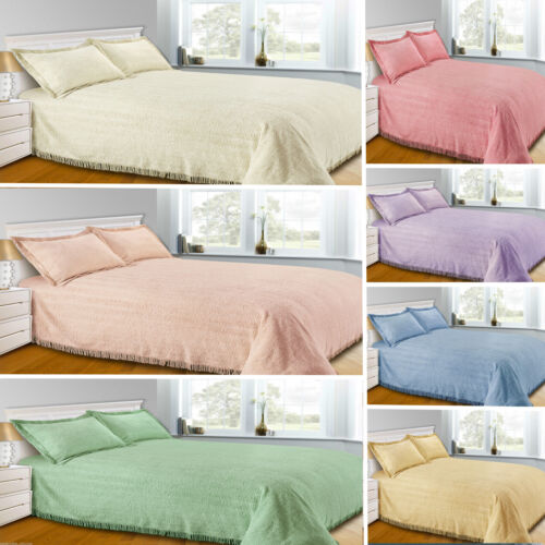 Luxury Candlewick Bedspread Traditional Bed Throw Size Single Double & King - Afbeelding 1 van 10