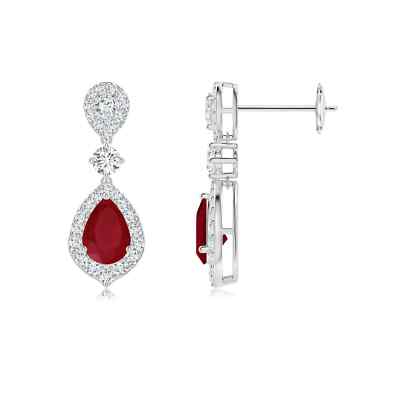 ANGARA Rubin Tropfen Ohrringe in 14K massiv Gold (Erhaltung: AA | 0,8 ct)