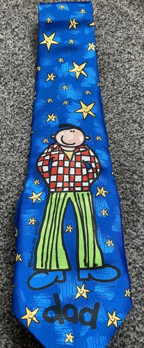Herren blau Vater Star Vater gemusterte Krawatte Knall an der Tür 1998 3,75 Zoll breit