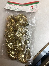 Vintage Germany Santas World 10 Christmas Tree Gold Clip-on Round CandleHolders