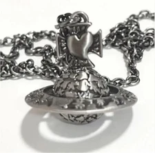 Vivienne Westwood Necklace ODERINA Gunmetal x Black w/drawstring [EJ2025