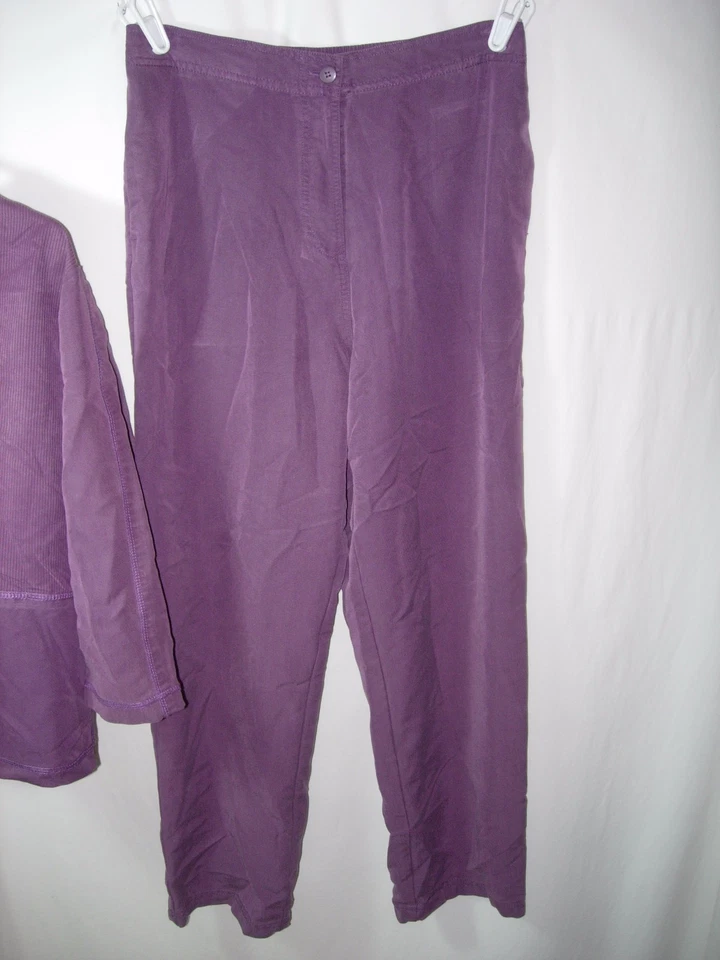 WOMENS MAUVE PURPLE RAYON PANTS 28-34X27 PANTSUIT MATCHING SHIRT TOP Size PM 42" - Изображение 2 из 4
