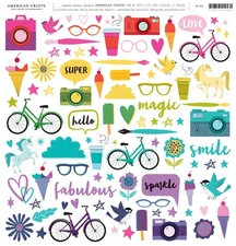 American Crafts Vacation Single-Sided Cardstock 12"X12"-Seek Rainbows - 25 Pack