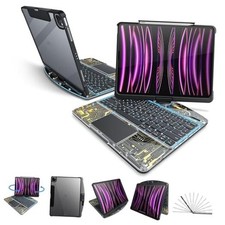 Case with Keyboard for Air 11" M3/ M2,2025/2024  Air 4/5 Transparent Black