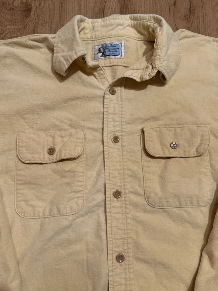 Vintage Men’s EMS Long Sleeve Button Front Shirt Large Yellow 70’s  - Image 3 of 4