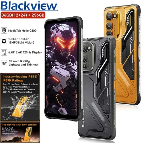 Blackview FORT 5 4G LTE AI Slim Rugged Phone Android 16 Mobile Waterproof Unlock