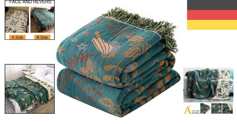 Luxuriöse Boho Decke mit Fransen – Beidseitig, 150x200 cm, für Komfort - Bild 2 von 4