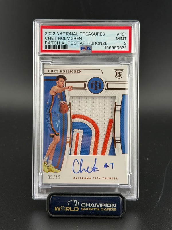 2022 Panini National Treasures #101 Chet Holmgren /49 Rookie Patch Auto PSA 9 PC