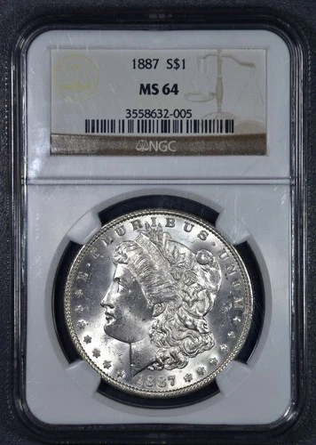 1887 $1 MORGAN SILVER DOLLAR KM# 110 NGC MS 64 A6508