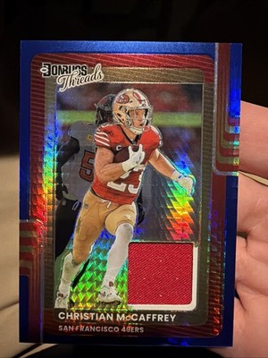 2025 Donruss Optic Christian McCaffrey Blue Hyper Threads Patch #DTH-CMY 49ers
