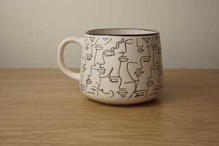 Large Abstract Face Mug Black & White