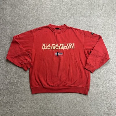 NAPAPIJRI Herren Pullover Sweatshirt G L Sweater Sweat Pulli Retro Logo 4113 Rot