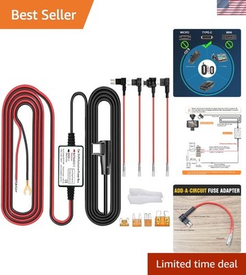Dash Cam Hardwire Kit, Type C USB Hard Wire Kit 12V-24V to 5V Hardwire Kit wi...