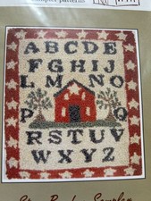 PRIMITIVE PUNCHNEEDLE  EMBROIDERY PATTERN, CRAFTS PUNCH NEEDLE BARN SAMPLER