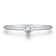 Silvora Heart Ring For Women, Popular Silver 925 Ring With Zirconia, Size 7, Si_